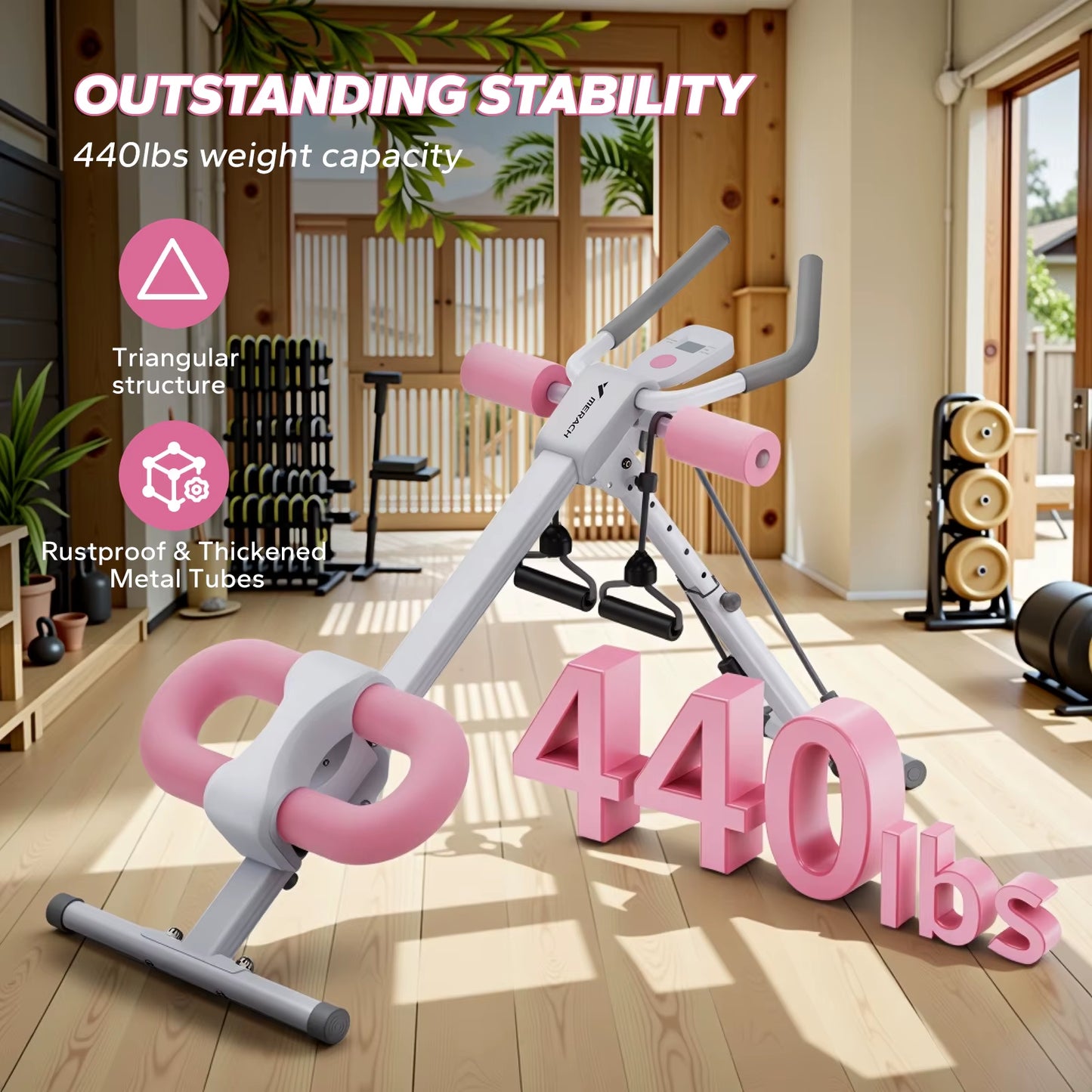 Ab Machine Adjustable Trainer Workout Foldable Knee Protection Abdominal Exercise Machine Core Ab Exercise System Trainer